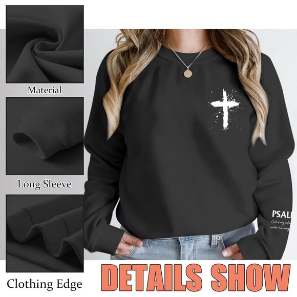 Women Christian Psalms 91 Hoodie Religious Faith Bible Verse Pullover - Picture 6 of 6
